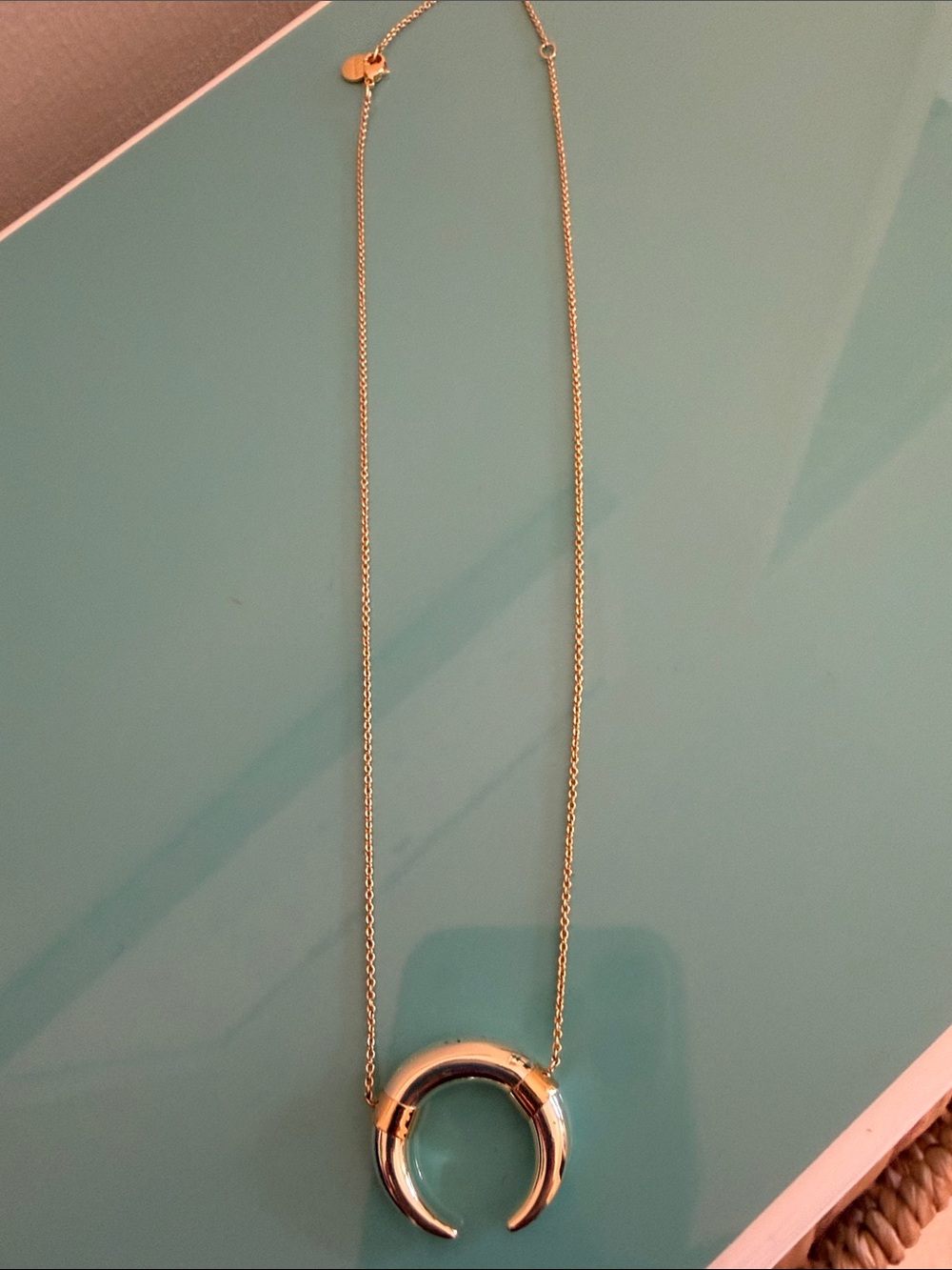 Stella & Dot Polished Gold Crescent Pendant Necklace